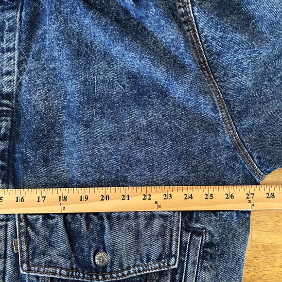 Vintage Levi's Mens Acid Wash Denim Jacket Large Corduroy Collar Bomber 80's USA - Picture 12 of 13